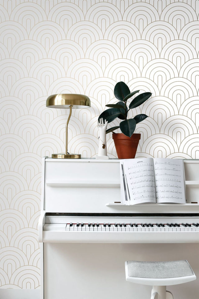 Lalique White Art Deco Motif Geometric Wallpaper - ESTA Home DD139215