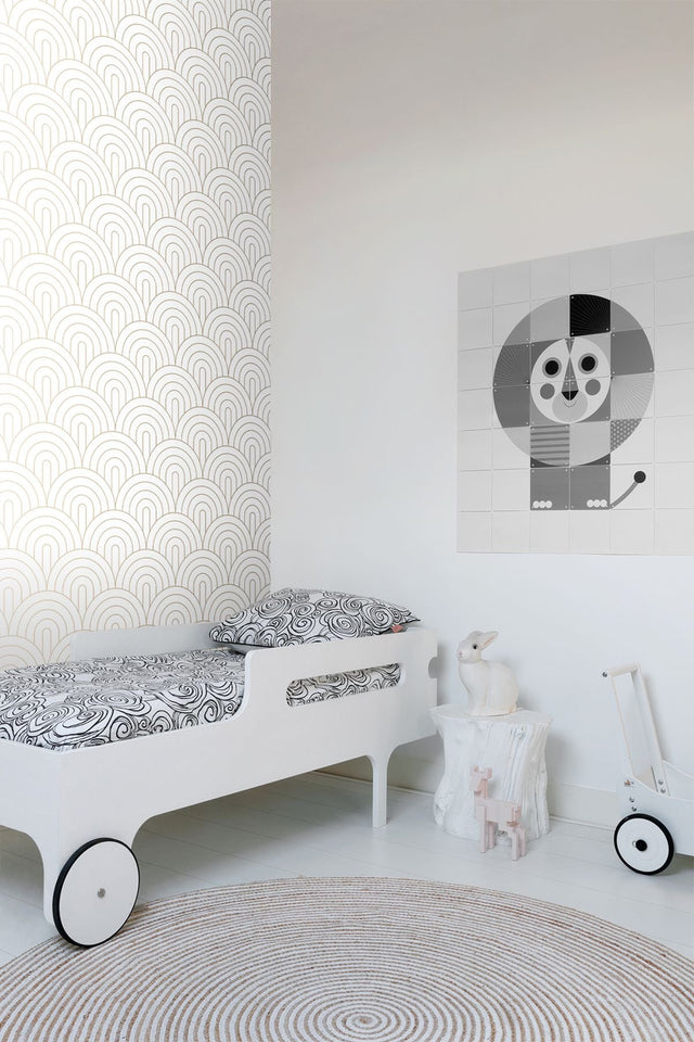 Lalique White Art Deco Motif Geometric Wallpaper - ESTA Home DD139215