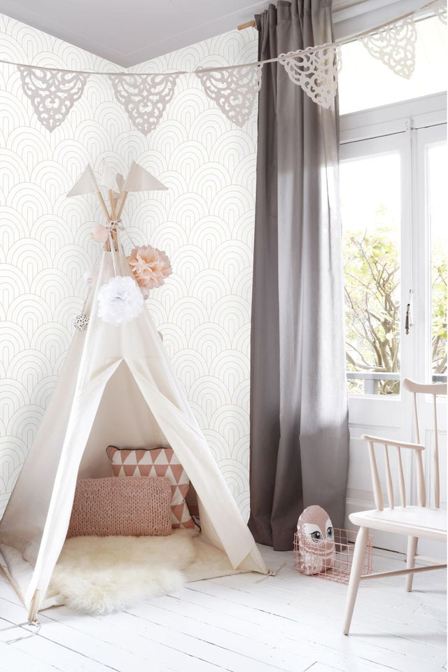 Lalique White Art Deco Motif Geometric Wallpaper - ESTA Home DD139215