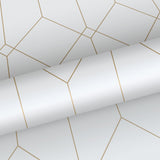 Trilliant White Art Deco Geometric Metallic Wallpaper - ESTA Home DD139223