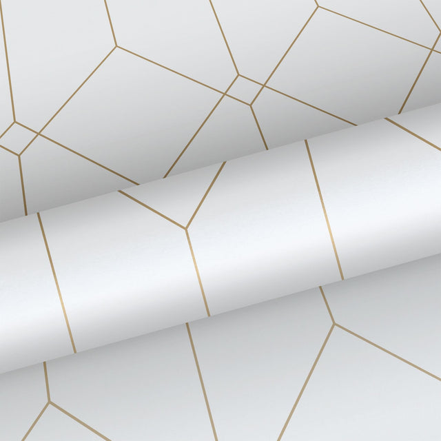 Trilliant White Art Deco Geometric Metallic Wallpaper - ESTA Home DD139223