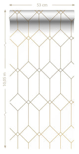 Trilliant White Art Deco Geometric Metallic Wallpaper - ESTA Home DD139223
