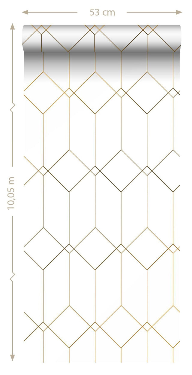 Trilliant White Art Deco Geometric Metallic Wallpaper - ESTA Home DD139223
