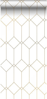 Trilliant White Art Deco Geometric Metallic Wallpaper - ESTA Home DD139223