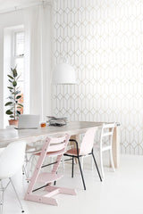 Trilliant White Art Deco Geometric Metallic Wallpaper - ESTA Home DD139223