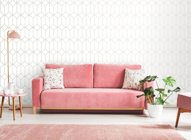 Trilliant White Art Deco Geometric Metallic Wallpaper - ESTA Home DD139223