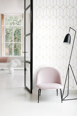 Trilliant White Art Deco Geometric Metallic Wallpaper - ESTA Home DD139223