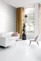 Trilliant White Art Deco Geometric Metallic Wallpaper - ESTA Home DD139223