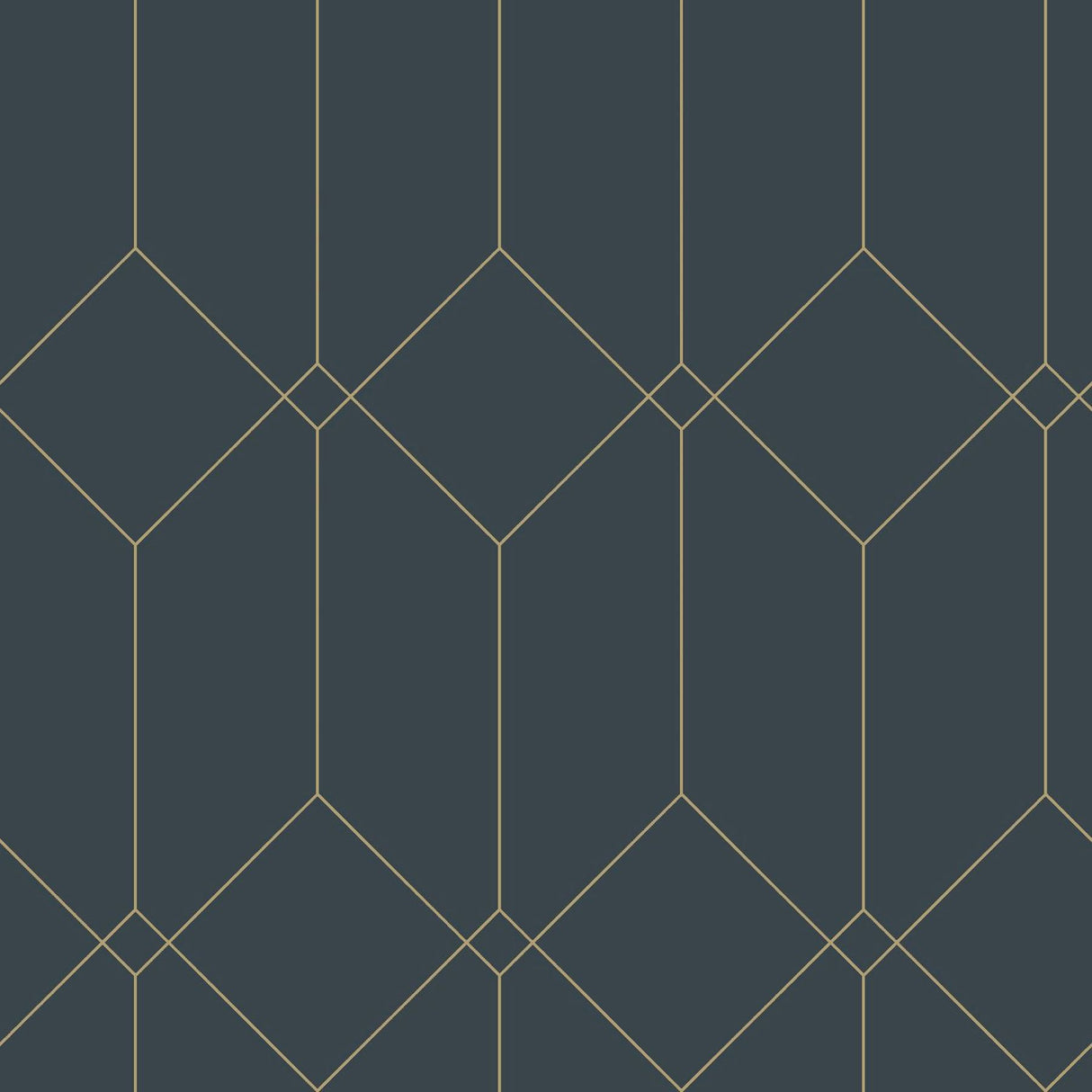 Trilliant Dark Blue Art Deco Geometric Metallic Wallpaper - ESTA Home DD139225