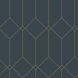 Trilliant Dark Blue Art Deco Geometric Metallic Wallpaper - ESTA Home DD139225