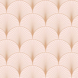 Lempicka Pink Art Deco Motif Wallpaper with Metallic Rose Gold Scalloped Geometric Pattern - ESTA Home DD139229