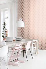 Lempicka Pink Art Deco Motif Wallpaper with Metallic Rose Gold Scalloped Geometric Pattern - ESTA Home DD139229