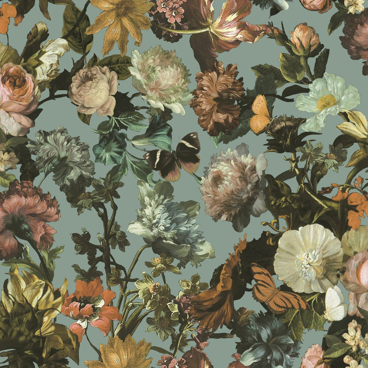 Zarinda Light Blue Flowers Wallpaper with Botanical Bohemian Motif - ESTA Home DD139292