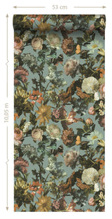 Zarinda Light Blue Flowers Wallpaper with Botanical Bohemian Motif - ESTA Home DD139292