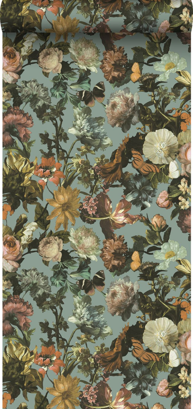 Zarinda Light Blue Flowers Wallpaper with Botanical Bohemian Motif - ESTA Home DD139292