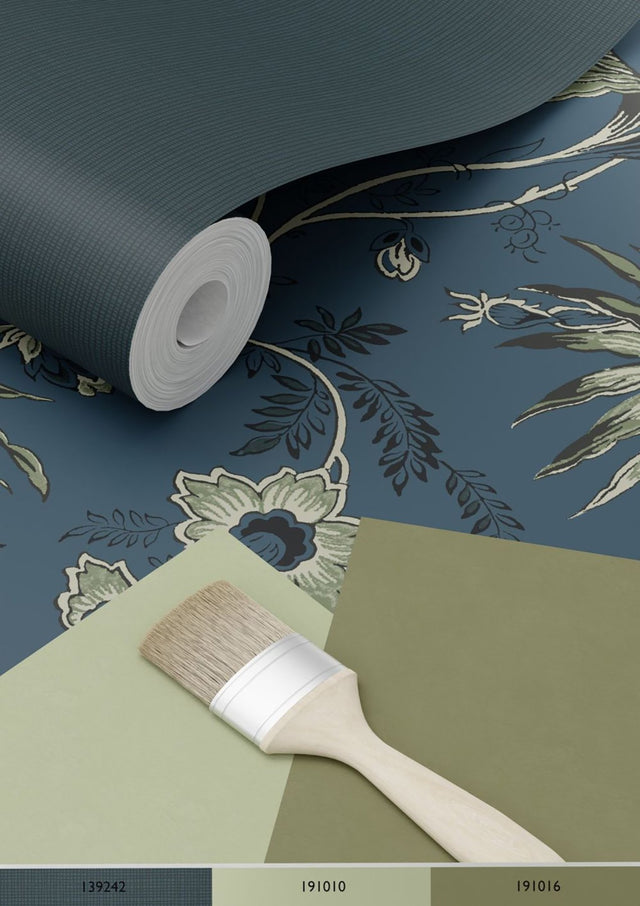 Juliet Blue Decorative Jacobean Wallpaper