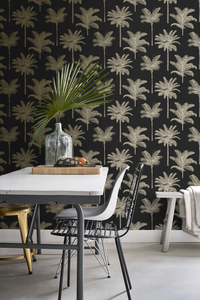 Taj Black Palm Trees Wallpaper