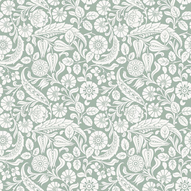 Cordelia Green Baroque Blooms Wallpaper with Floral Botanical Pattern - ESTA Home DD139329