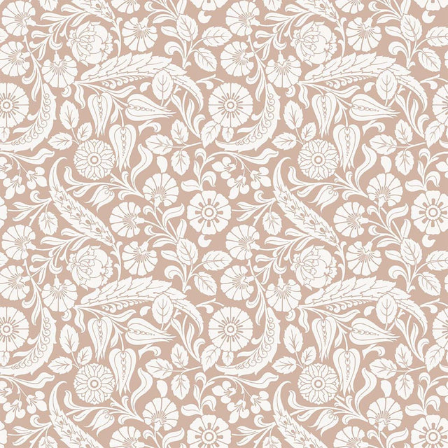 Cordelia Pink Baroque Blooms Wallpaper with Botanical Floral Pattern, Farmhouse Style - Brewster DD139330