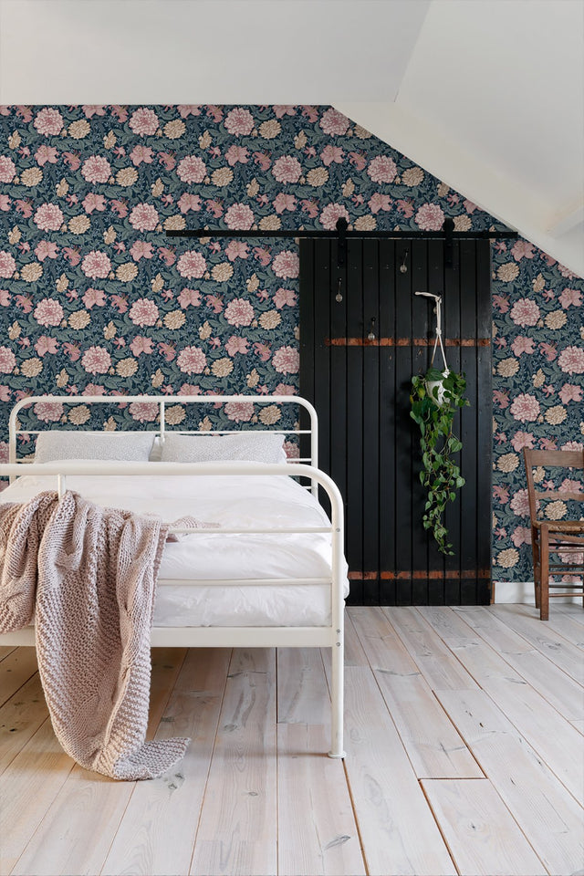 Persephone Multicolor Spring Blossoms Wallpaper with Botanical Floral Motif - ESTA Home DD139382