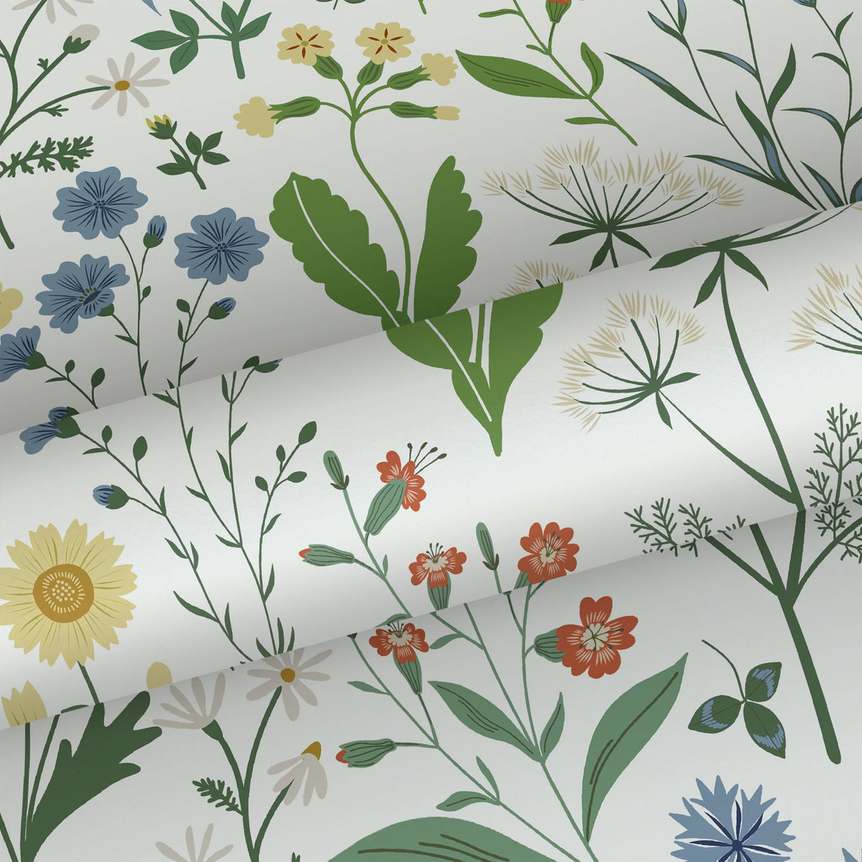 Fiore Green Wildflowers Wallpaper with Botanical Scandinavian Pattern - ESTA Home DD139390