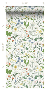 Fiore Green Wildflowers Wallpaper with Botanical Scandinavian Pattern - ESTA Home DD139390