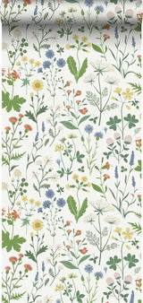 Fiore Green Wildflowers Wallpaper with Botanical Scandinavian Pattern - ESTA Home DD139390