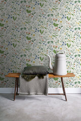 Fiore Green Wildflowers Wallpaper with Botanical Scandinavian Pattern - ESTA Home DD139390
