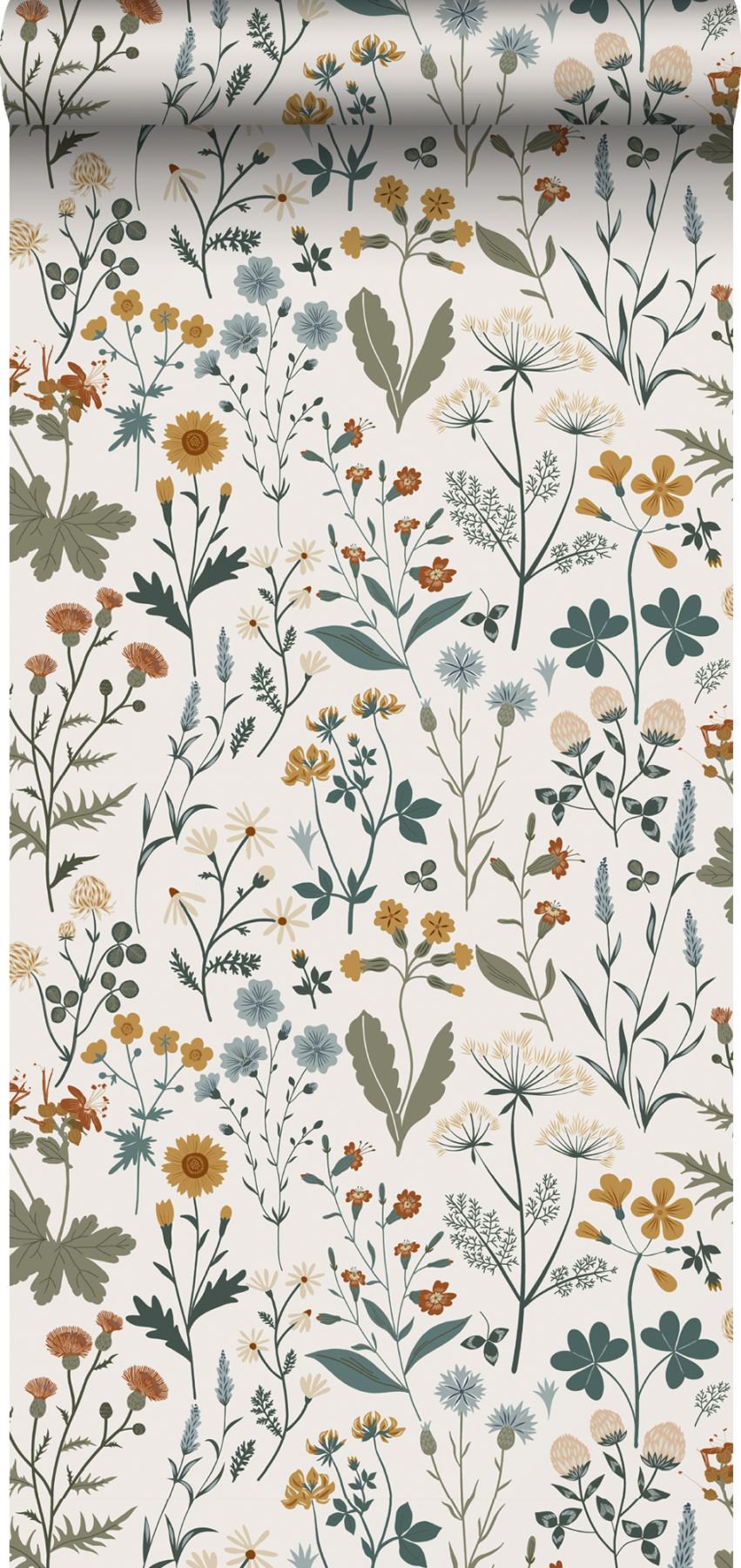 Fiore Blue Wildflowers Wallpaper with Botanical Scandinavian Motif - Brewster DD139391