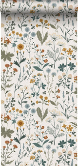 Fiore Blue Wildflowers Wallpaper with Botanical Scandinavian Motif - Brewster DD139391