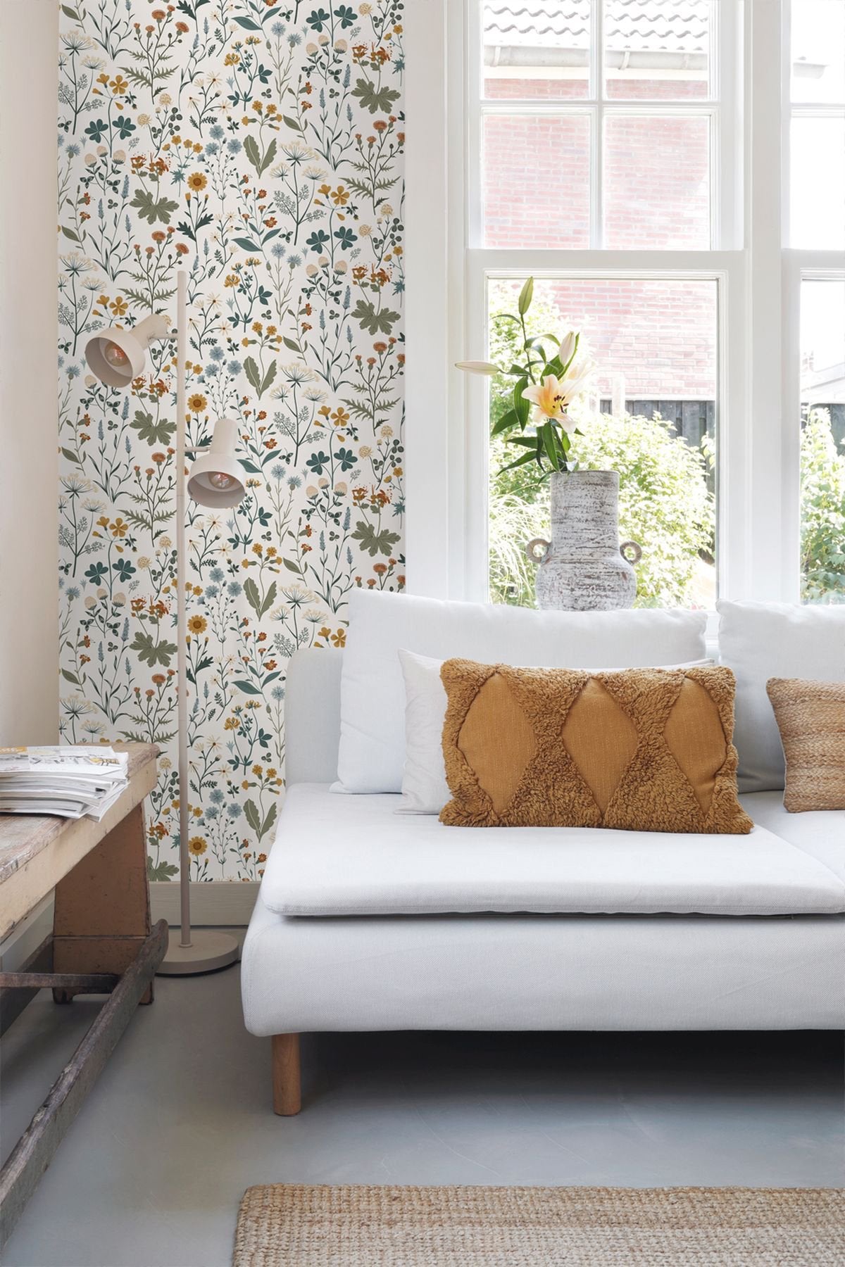 Fiore Blue Wildflowers Wallpaper with Botanical Scandinavian Motif - Brewster DD139391