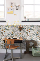 Fiore Blue Wildflowers Wallpaper with Botanical Scandinavian Motif - Brewster DD139391