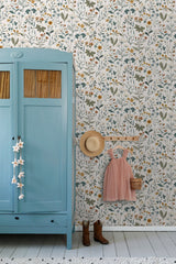 Fiore Blue Wildflowers Wallpaper with Botanical Scandinavian Motif - Brewster DD139391