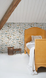 Fiore Blue Wildflowers Wallpaper with Botanical Scandinavian Motif - Brewster DD139391