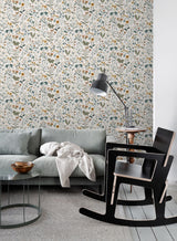 Fiore Blue Wildflowers Wallpaper with Botanical Scandinavian Motif - Brewster DD139391