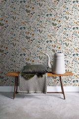 Fiore Blue Wildflowers Wallpaper with Botanical Scandinavian Motif - Brewster DD139391
