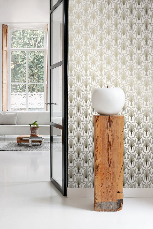 Lempicka White Art Deco Motif Wallpaper