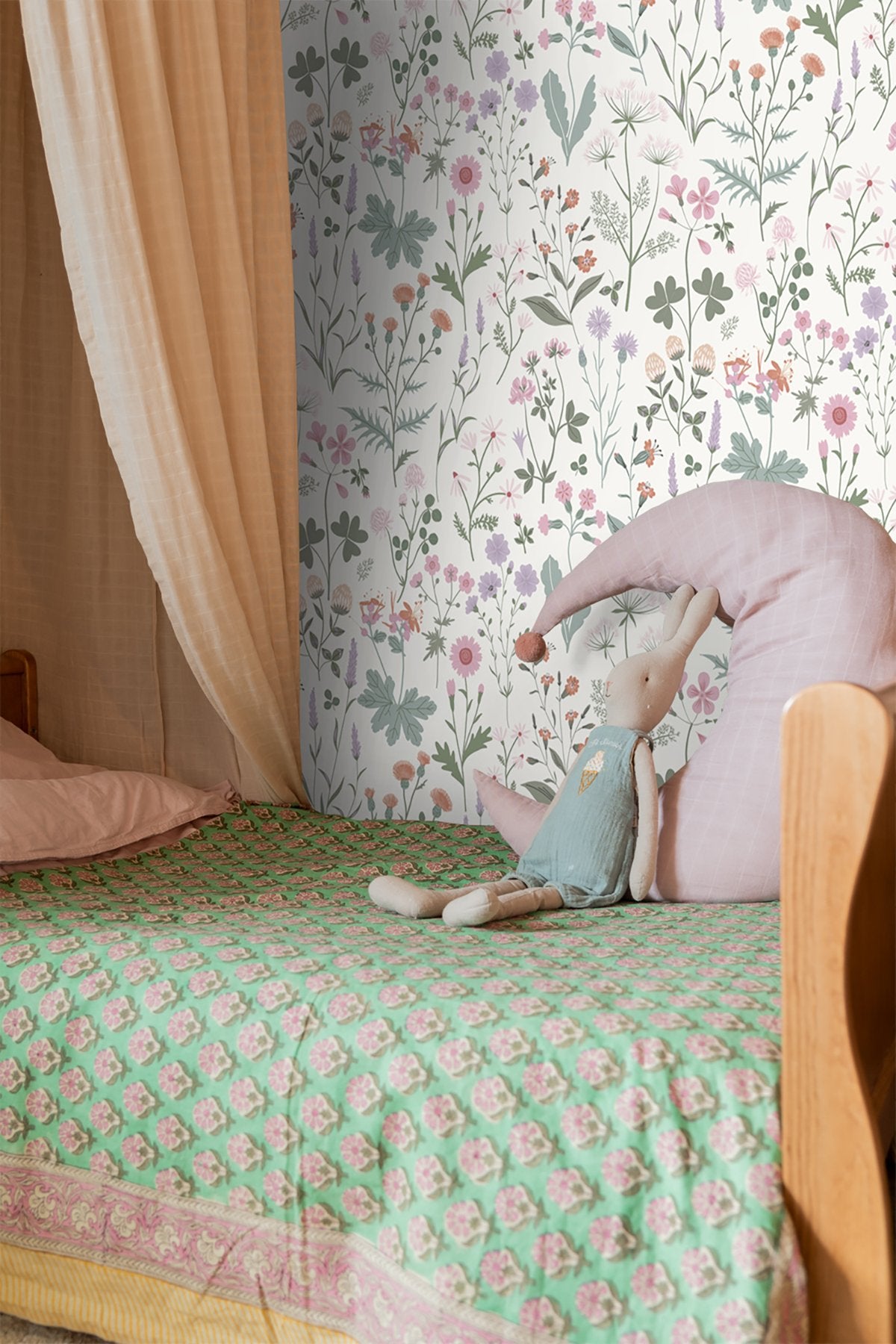 Letitia Purple Summer Meadows Wallpaper with Whimsical Botanical Floral Pattern - Brewster DD139482