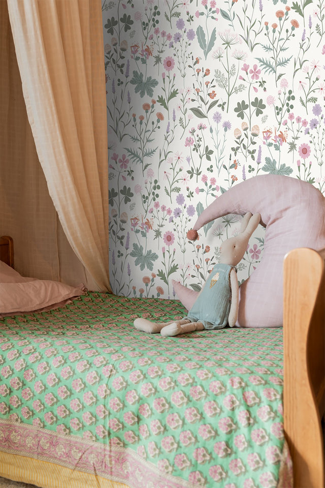 Letitia Purple Summer Meadows Wallpaper with Whimsical Botanical Floral Pattern - Brewster DD139482