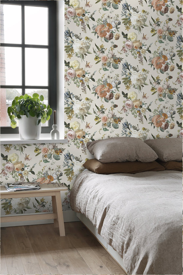 Antonia Cream Vintage Bouquet Wallpaper