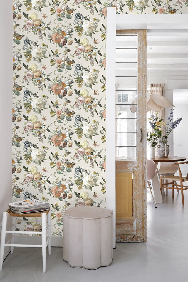 Antonia Cream Vintage Bouquet Wallpaper