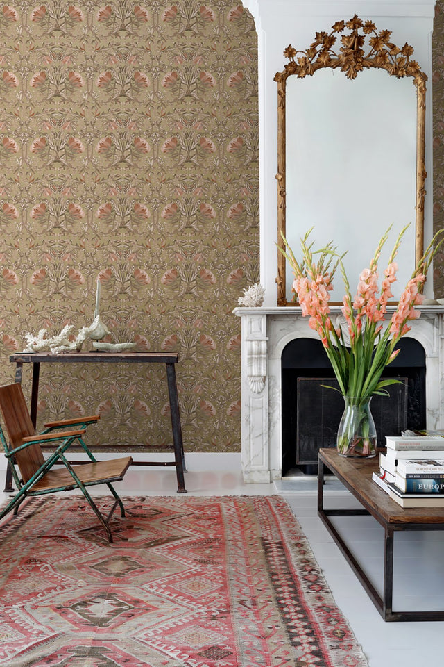 Ester Gold Nouveau Blooms Wallpaper