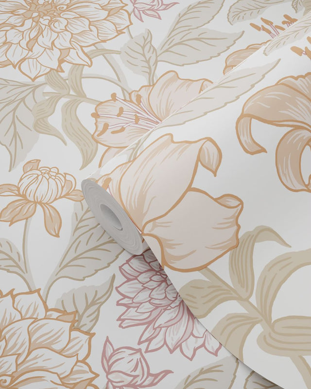 Persephone Pastel Spring Blossoms Wallpaper with Botanical Floral Motif, Scandinavian Style - ESTA Home DD139612