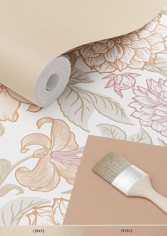 Persephone Pastel Spring Blossoms Wallpaper with Botanical Floral Motif, Scandinavian Style - ESTA Home DD139612