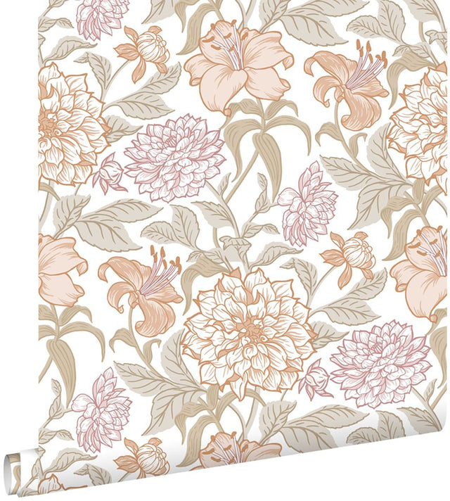 Persephone Pastel Spring Blossoms Wallpaper with Botanical Floral Motif, Scandinavian Style - ESTA Home DD139612