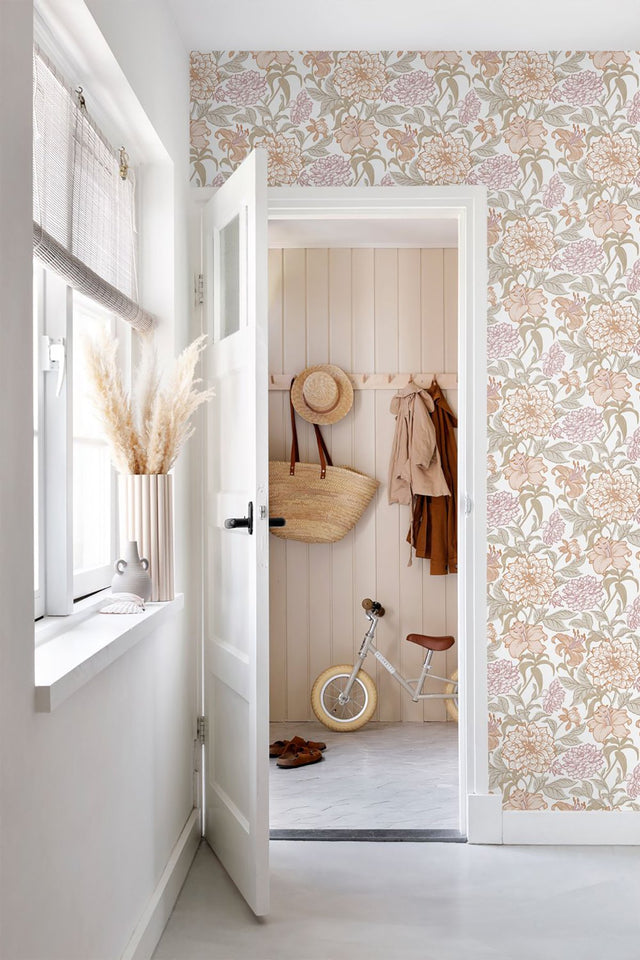 Persephone Pastel Spring Blossoms Wallpaper with Botanical Floral Motif, Scandinavian Style - ESTA Home DD139612