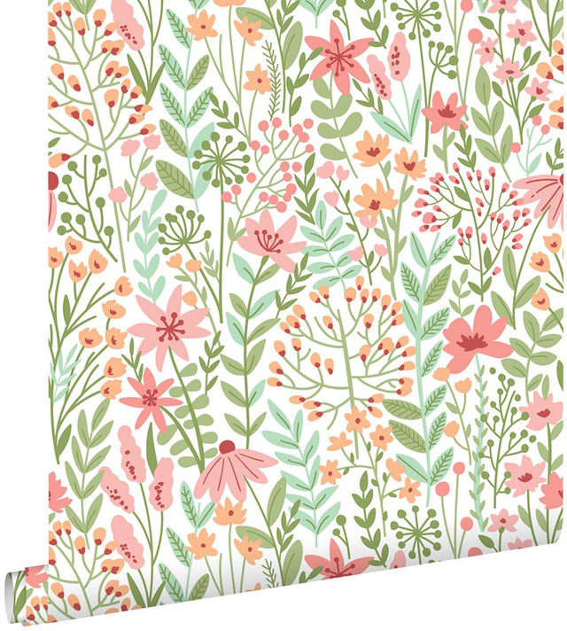 Eudora Green Prairie Petals Wallpaper