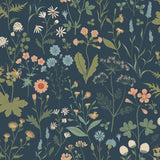 Letitia Indigo Summer Meadows Wallpaper with Whimsical Botanical Floral Pattern - ESTA Home DD139698