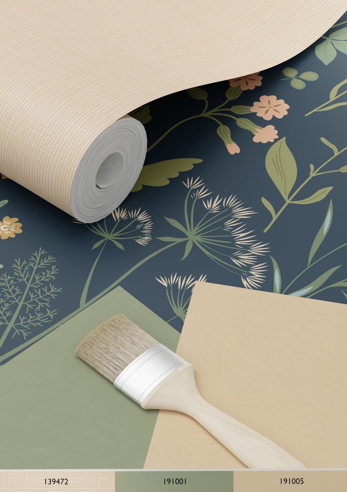 Letitia Indigo Summer Meadows Wallpaper with Whimsical Botanical Floral Pattern - ESTA Home DD139698