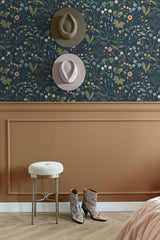 Letitia Indigo Summer Meadows Wallpaper with Whimsical Botanical Floral Pattern - ESTA Home DD139698